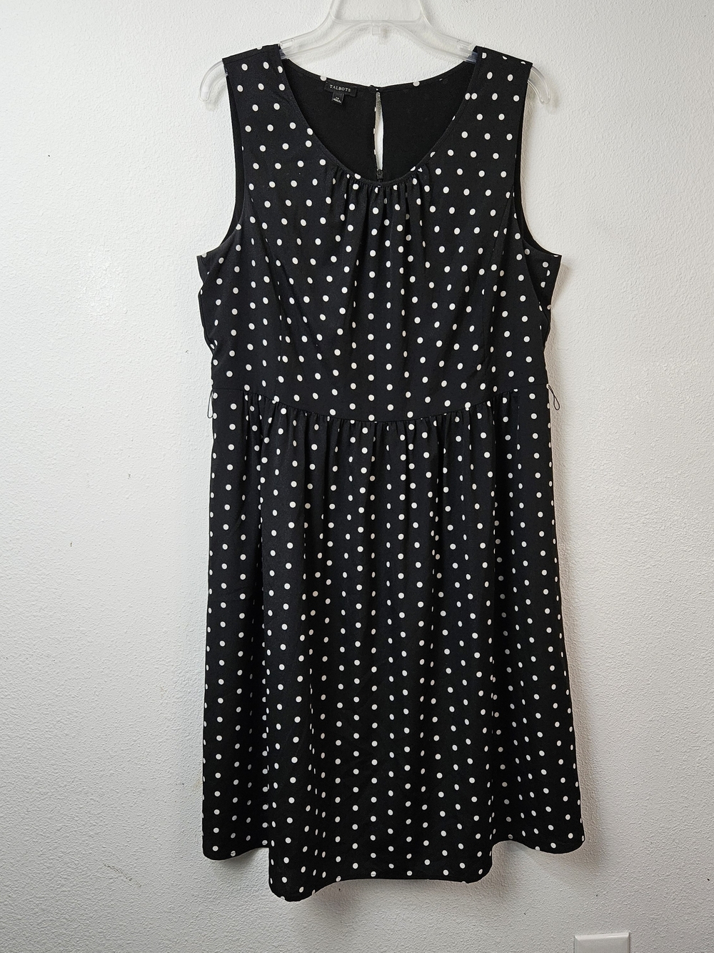 Talbots Black & White Polka Dot Sleeveless Midi Dress Size 14